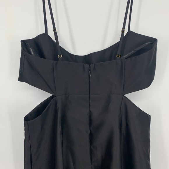 Alfred Sung Gown Dress Black Satin Maxi Cut Out Sleeveless Slit D840 - Picture 12 of 15